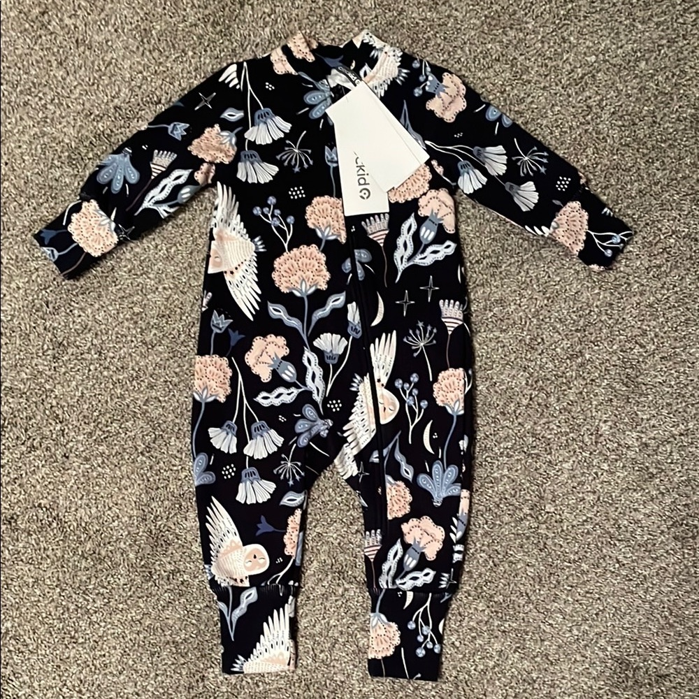 Floral Baby Onesie in Navy Blue and Pink